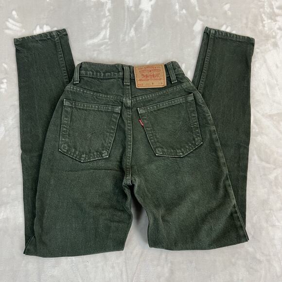 VTG Levis 512 Jeans Womens 3 Green Slim Fit Tapereg Leg USA Cotton High Rise - Picture 1 of 12